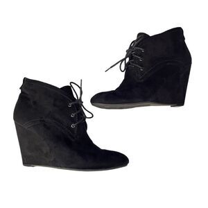 Black Wedge Lace Up Booties size 7